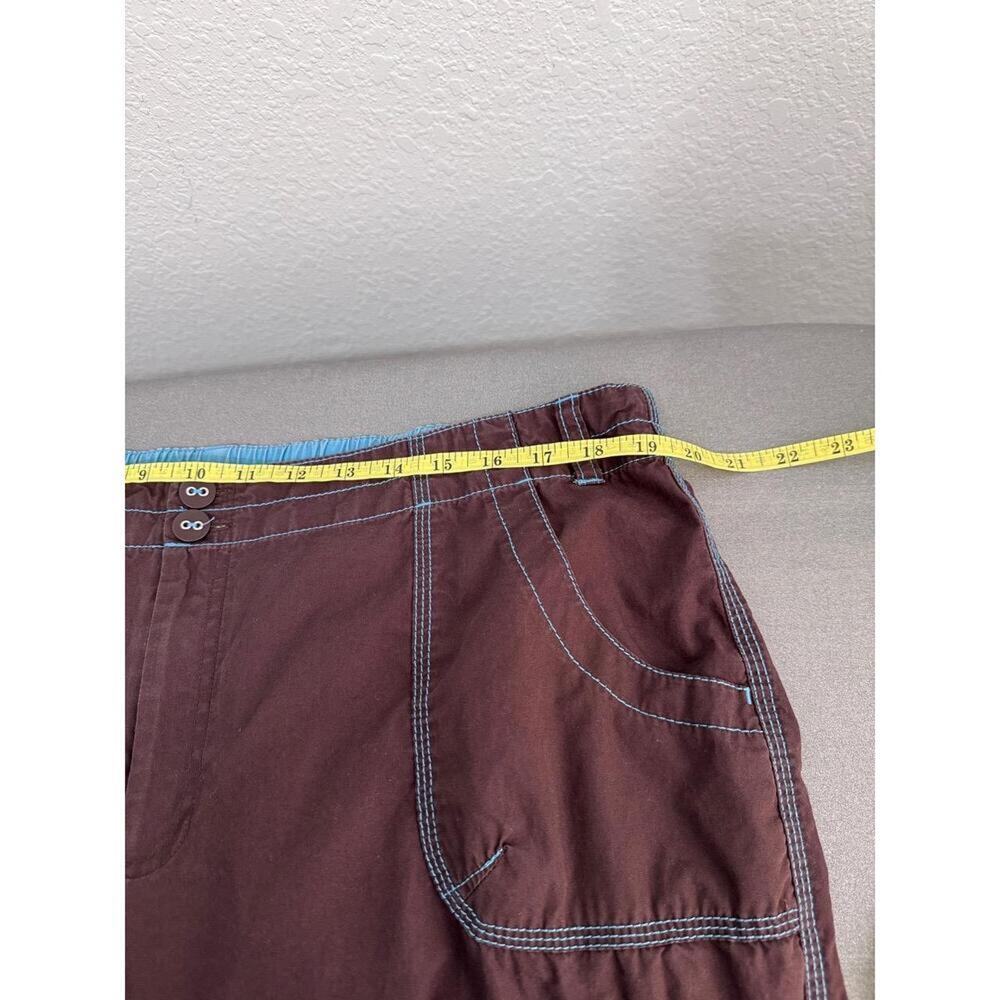 SB Active Women’s XL‎ Brown Cargo Capri Pants with Teal Contrast Stitching Y2K - Picture 5 of 9